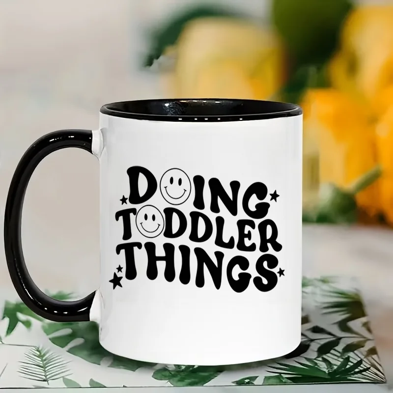 Doing Toddler Things Smile Face Star Print Ceramic Coffee Mug 11oz 350ml Personalized Custom Colorful Print Cute Aesthetic Micro