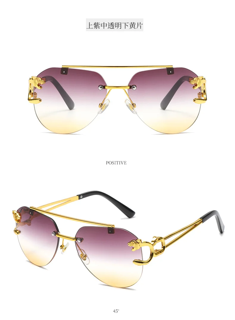 Neue randlose Piloten-Sonnenbrille mit Metallrahmen für Damen und Herren – Große runde Sonnenbrille mit Farbverlauf für Reisen – Detail 12