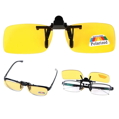 Imagen 2 del producto Piloto de pesca, lentes de conducción nocturna, gafas de sol polarizadas con Clip para hombres y mujeres, gafas para miopía, gafas de sol cuadradas