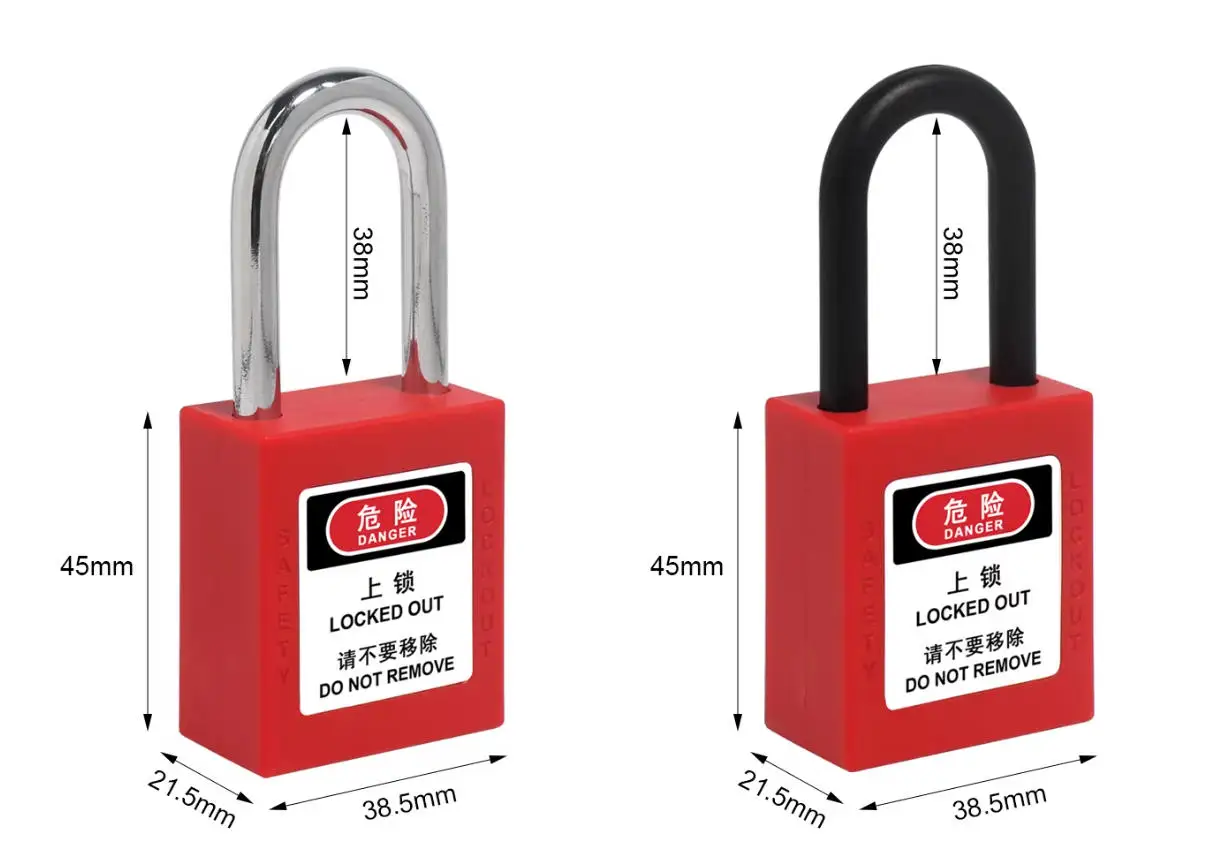 Free tags 10pcs/lot security padlock Plastic Shackle safety padlock ,Nylon non conductive safety padlock unique key or same key