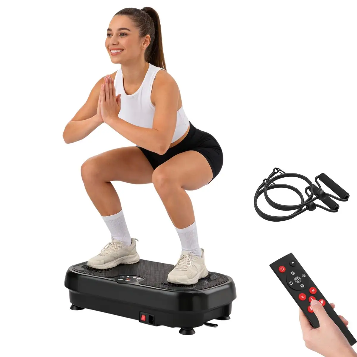 

Виброплатформа RELIFE для тренировки всего тела, с LED-дисплеем для отслеживания калорий в реальном времени, и эспандерами.