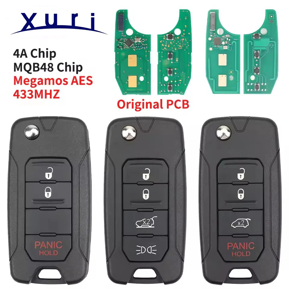 

RX2RKEL9 2ADFTFI5AM433TX Flip Car Remote Key Fob 4A / MQB48 Chip for Jeep Renegade Fiat 500X 2016 - 2018 SIP22 Blade