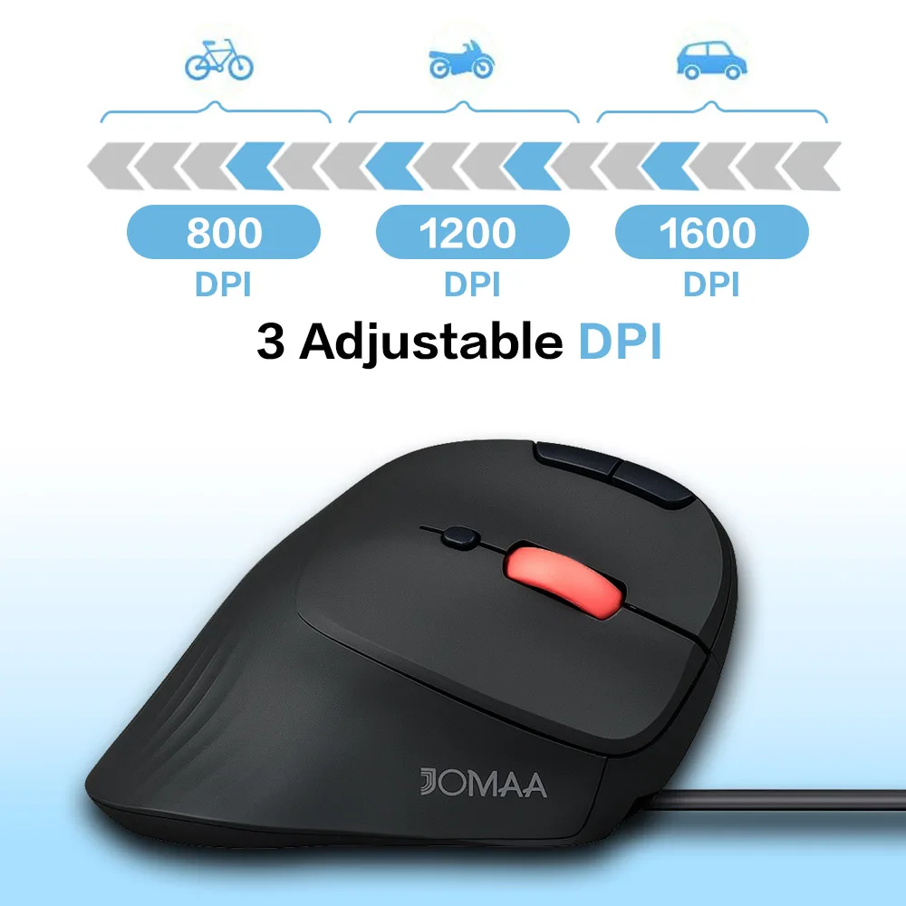 JOMAA Wired Trackball Mouse Vertical Ergonomic Mice Thumb Control Smooth Tracking Roller Ball Tilt Scroll Computer Mouse