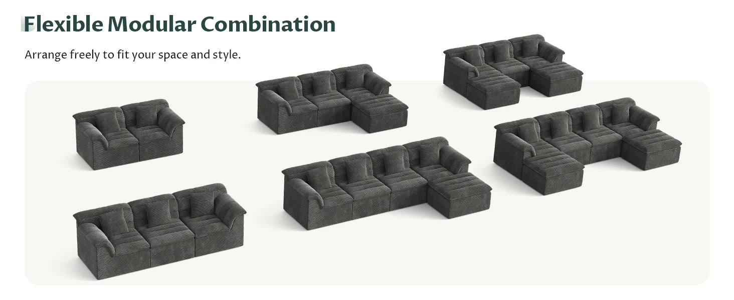 modular sectional sofa couch L-shaped comfy sofa cloud sectional couch modern corduroy sofa