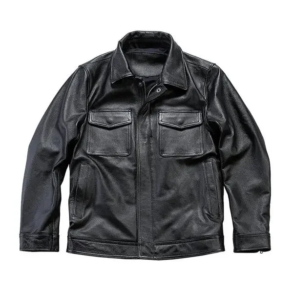 

Men's Coat Trendy Handsome British Style New Retro Lapel Casual Leather Jacket Windproof