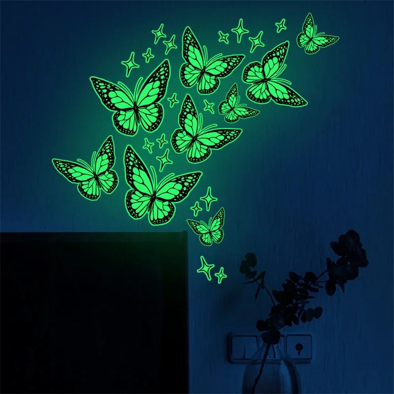 Glow In The Dark Butterfly Child Room Wall Sticker Decor Luminous Phosphorescent Stars Stickers Baby Kid Bedroom Home Decorative