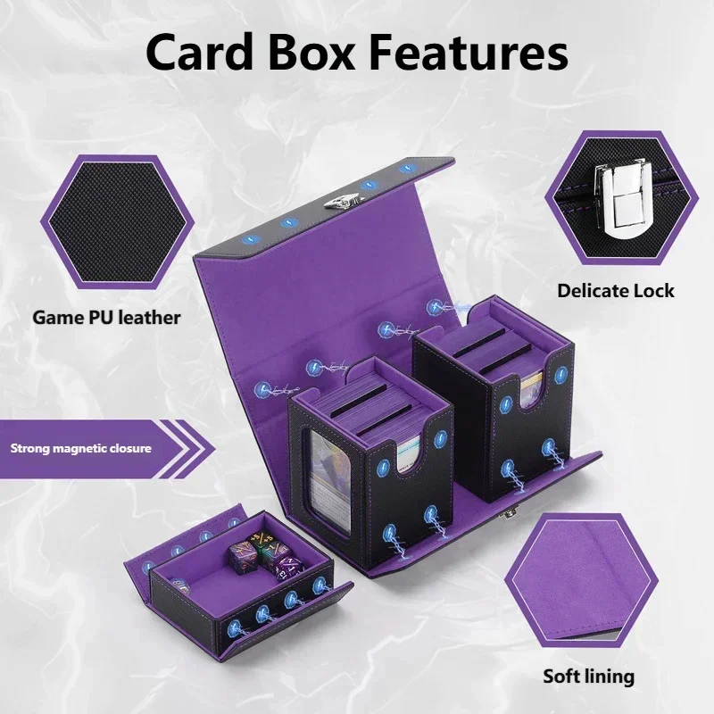 Dual Slot Portable Deck Box With Removable Inner Case And Window Organizer For Trading Card Collectors Players Travel Gift