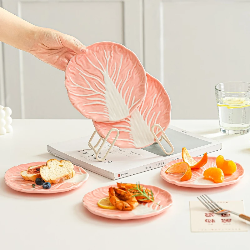 Creative Cabbage Ceramic Tableware Household Bone Spitting Plate Dining Table Garbage Residue Plate High-end Gear Bone Spitting