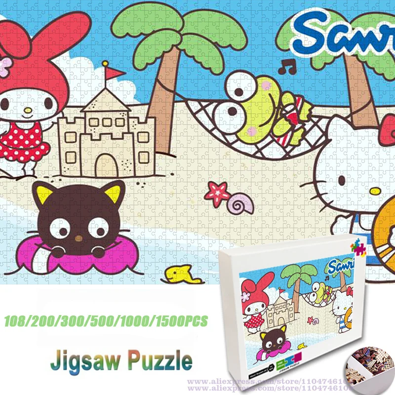 

Sanrio Hello Kitty головоломка 108/200/300/500/1000/1500 шт. персонажи My Melody Keroppi интеллектуальные головоломки для детей