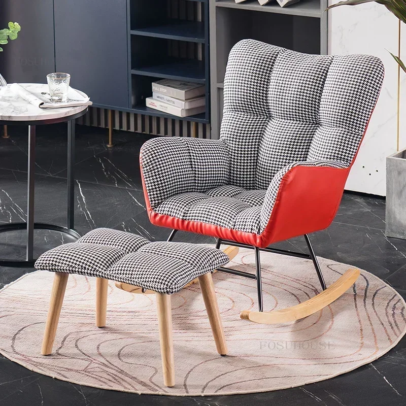 Nordic Design Rocking Chair Simple Living Room Chairs Small Apartment Bedroom Balcony Home Furniture Fabric Lounge Armchair