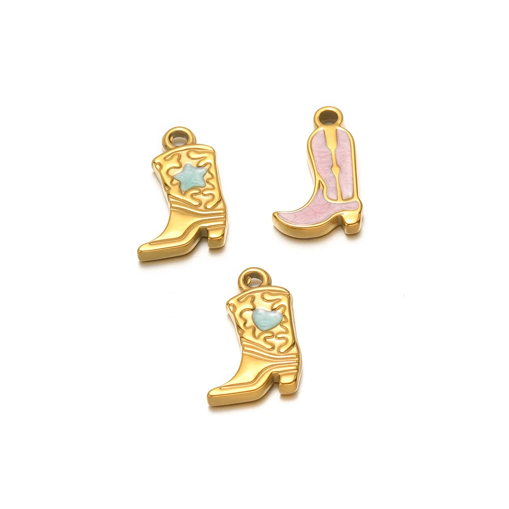 

5pcs 18k Gold Stainless Steel Long Boots Shoes Charms Necklace Pendants for DIY Trendy Jewelry Making Bracelet Earrings Supplies