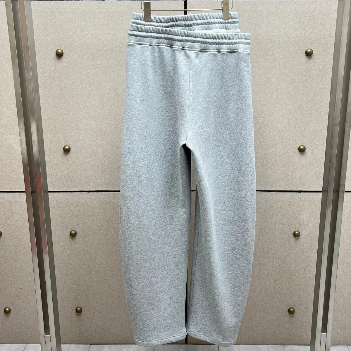 High Quality Women Double Waist Drawstring Sweatpants Gray Casual Wide Leg Trousers Daily Streetwear Outfit