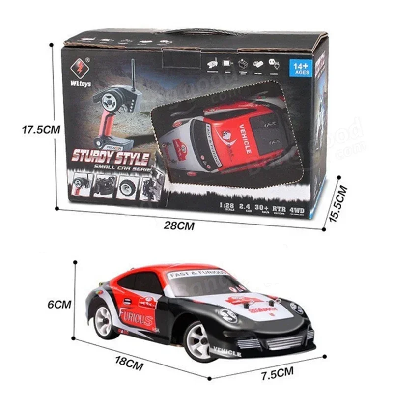 WLtoys K989 K969 Remote Control Four-Wheel Drive Car Charger Electric Toys Mini Race Car 1:28-Ratio High-Speed Off-Road Vehicle