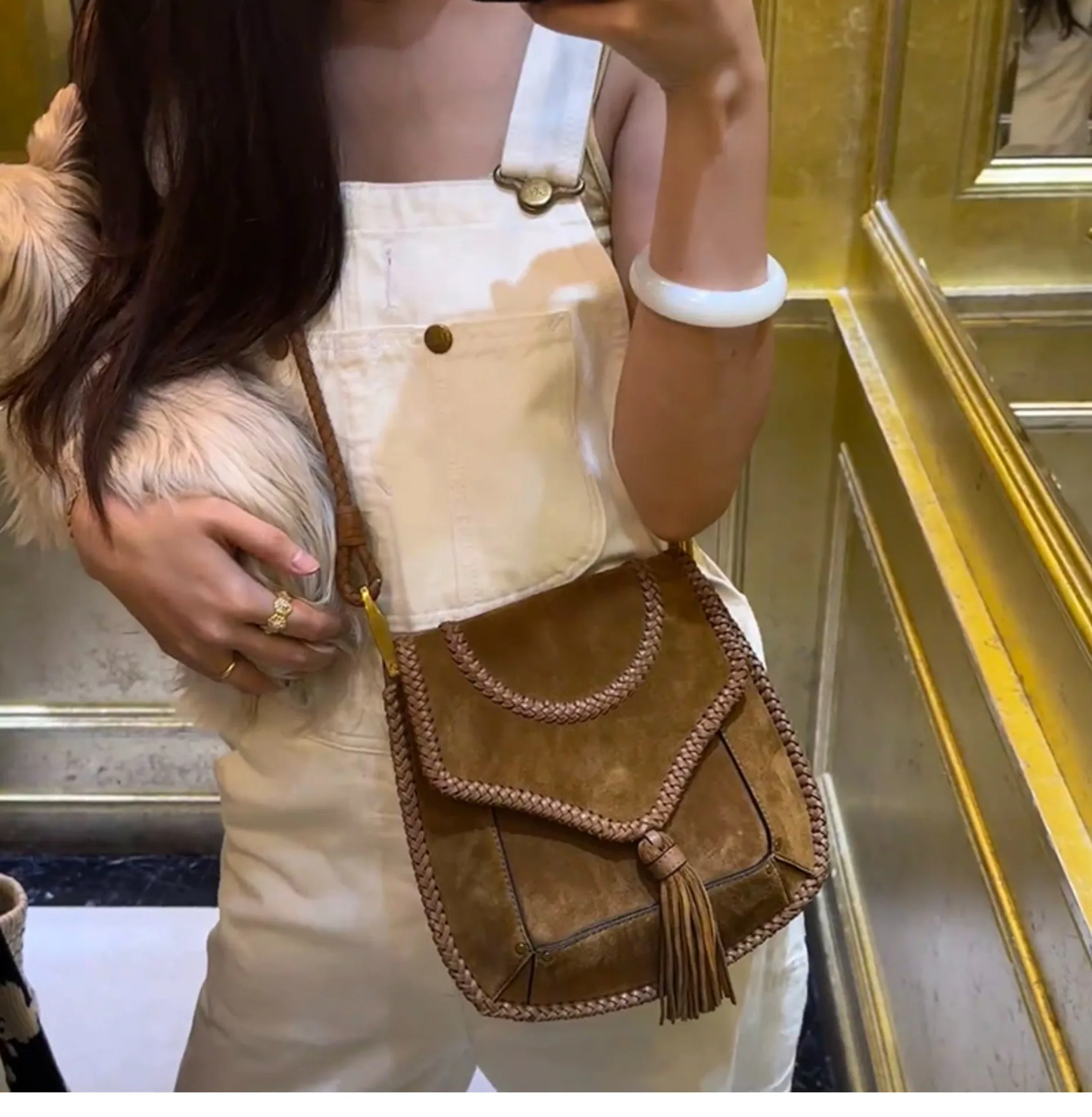 

Новые поступления осени/зимы 2025: седельная сумка с завязками в стиле ретро с бахромой, модная сумка через плечо, простая сумка через плечо и сумка через плечо