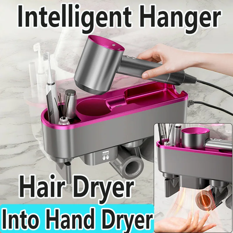 

For Dyson Xiaomi Hair Dryer Storage Hanger Change Into Automatic Hand Dryer Wall Mounted Holder Without Drilling Rack Bathroom