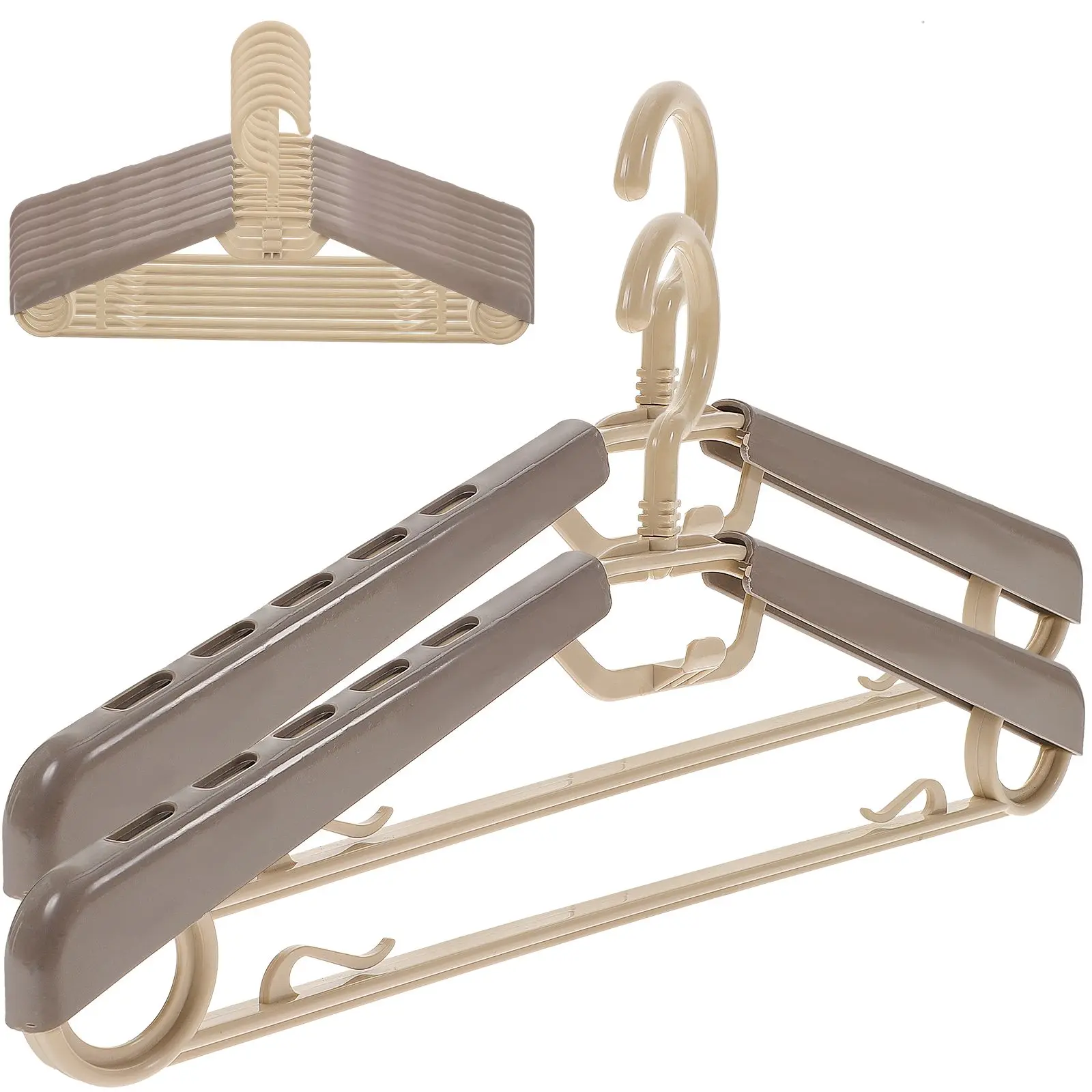 

10Pcs Adjustable Clothes Hangers Plastic Space Saving Closet Hanger Extra Wide Heavy Duty Pants Rack Tie Dry Sweater No
