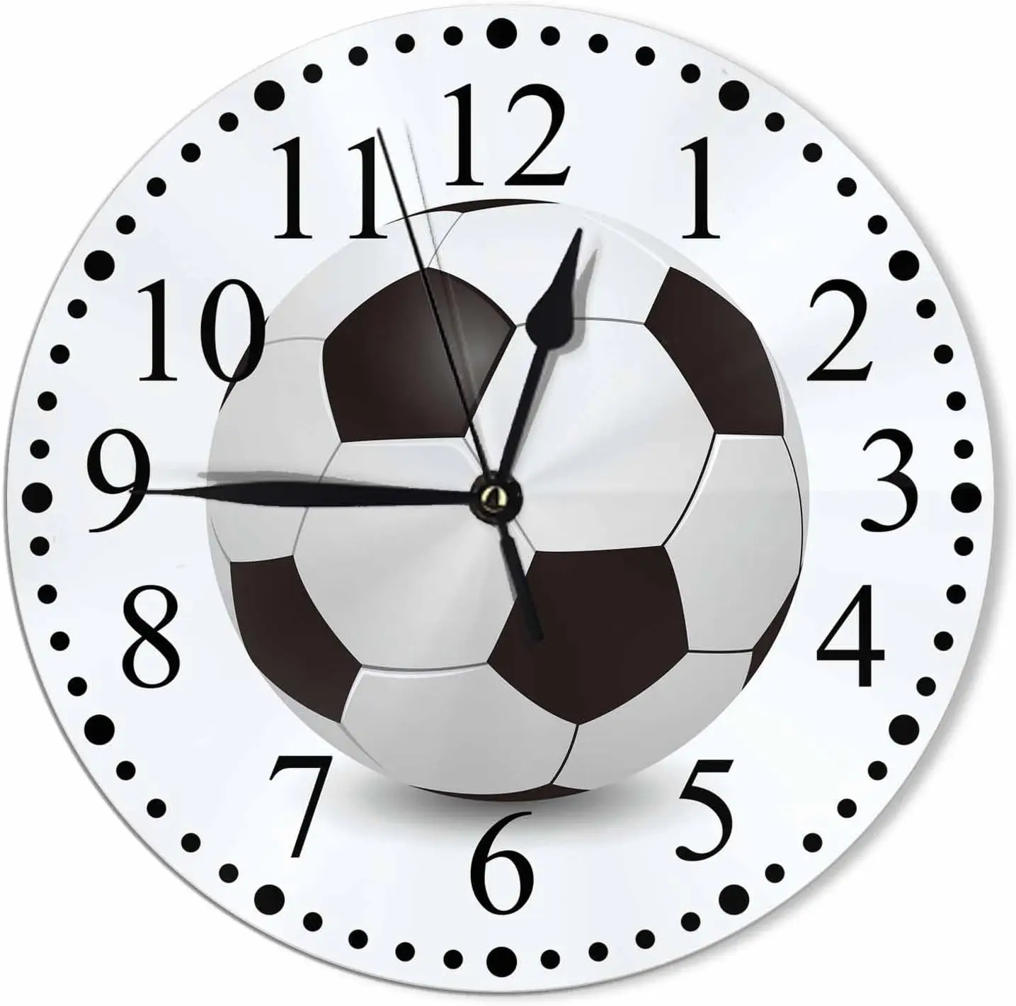 Clock Soccer Ball Pattern Wall Clock 10 Inch Silent Non-Ticking Clocks Battery Operated for Home Living Laundry Room Kitchen