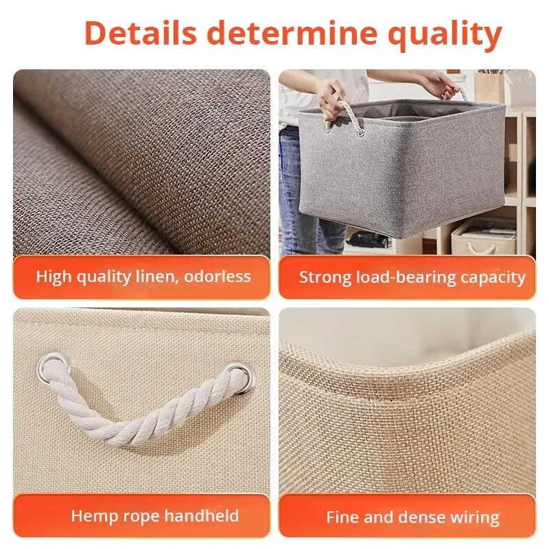 Foldable Storage Basket Large Capacity Clothes Storage Bag Linen Storage Box with Handle Toy Storage Sundries Sorting Basket