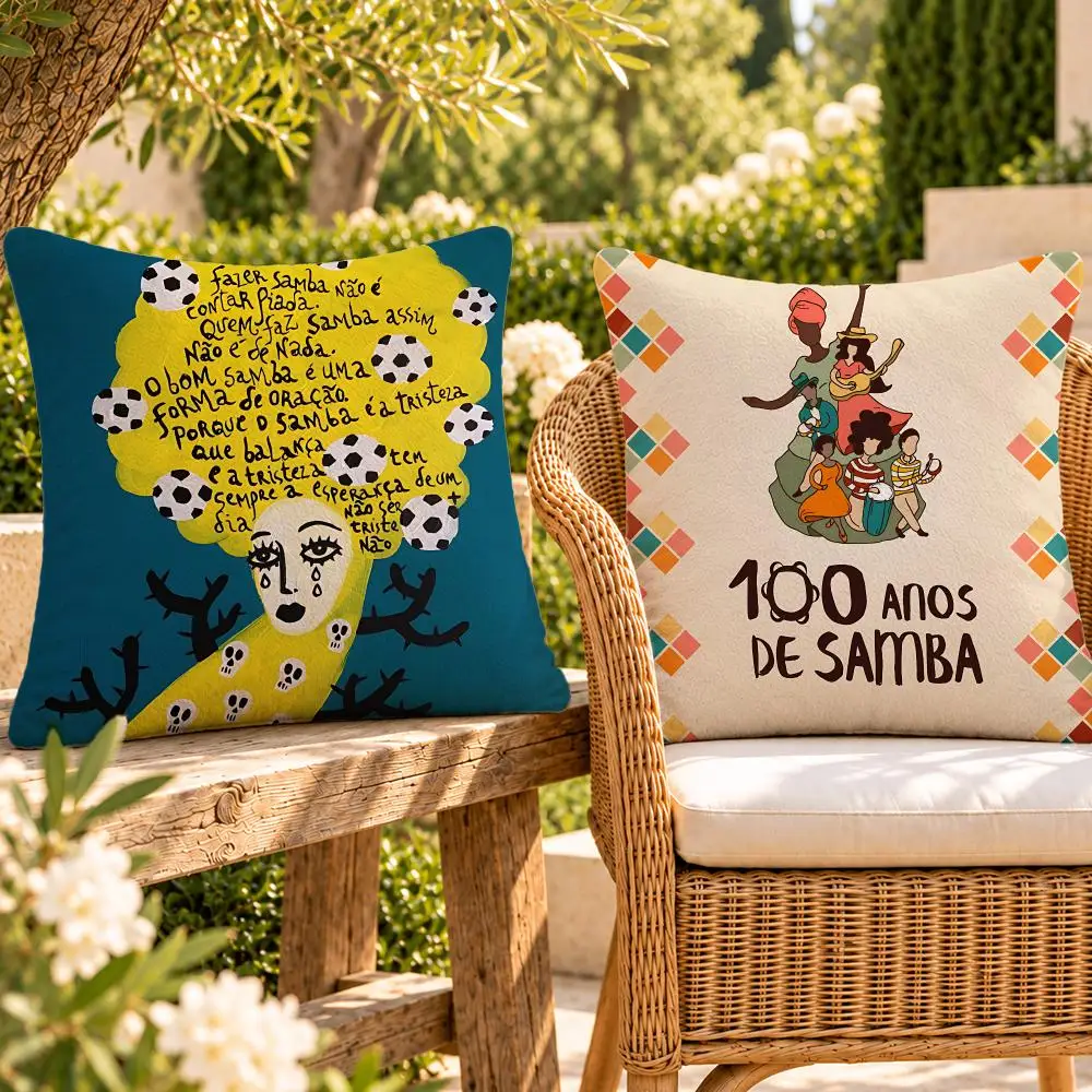 Band Pagode Sociedade do Samba Cushion Cover Soft Plush Throw Pillow Cover Washable Sofa Bed Patio Chair Home Decor
