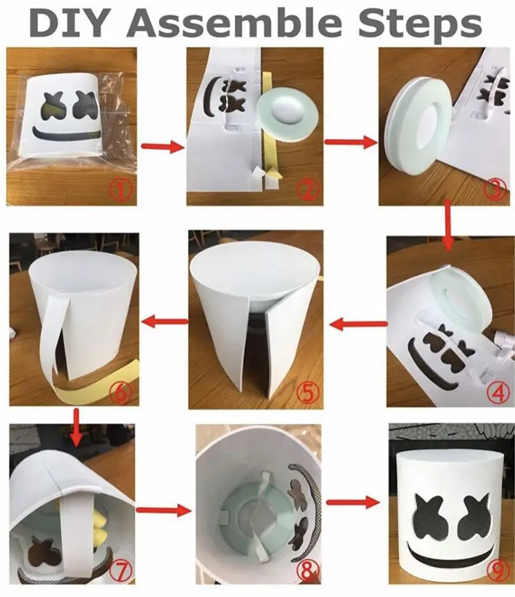 DJ Marshmello Luminous Head Cover, LED Light Up Accessory