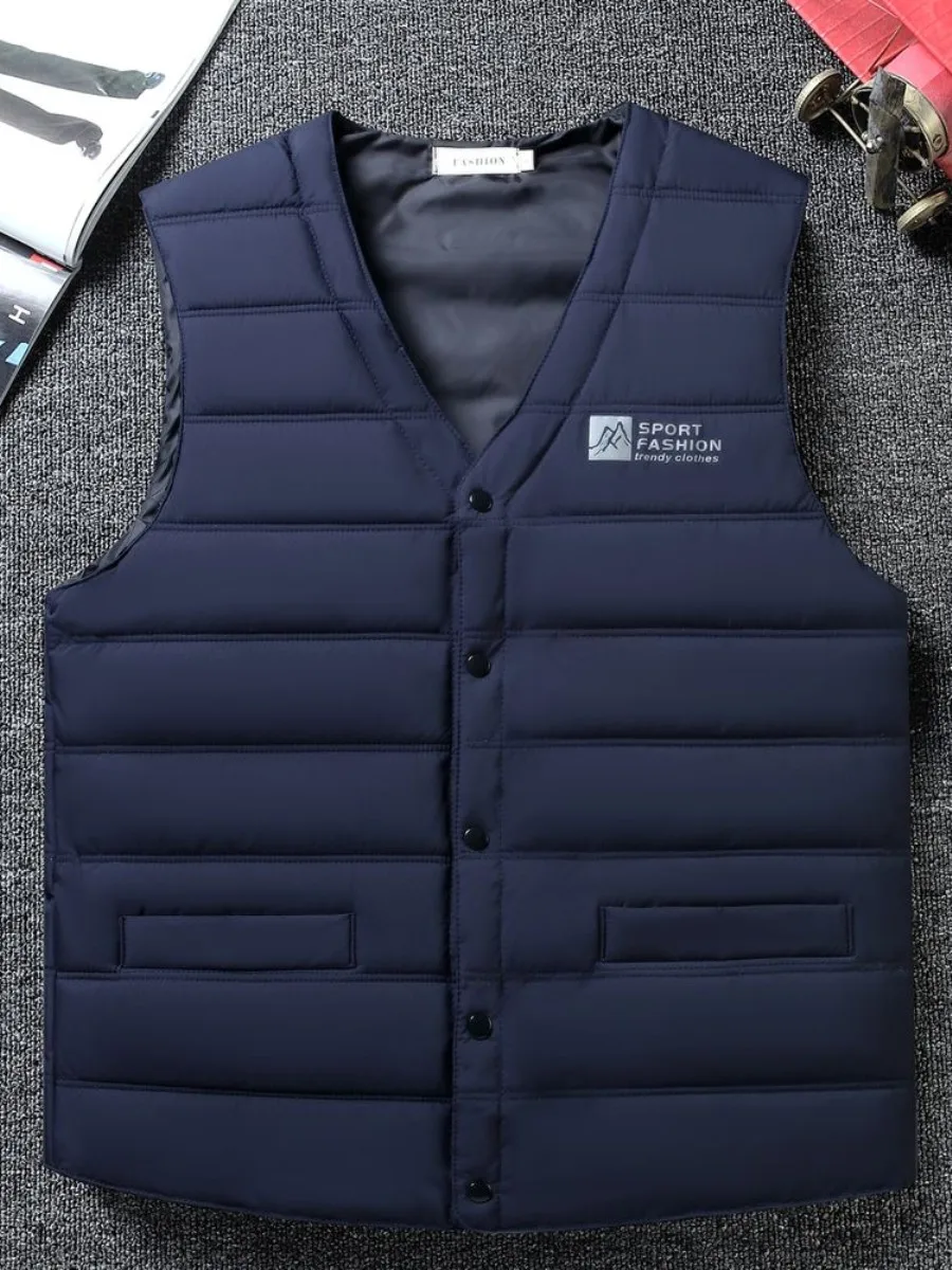 

Men's ort down Cotton Vest Warmth Inner Wear for Middle-Aged And ly Autumn Winter Faionable Urban Sle V-Ne