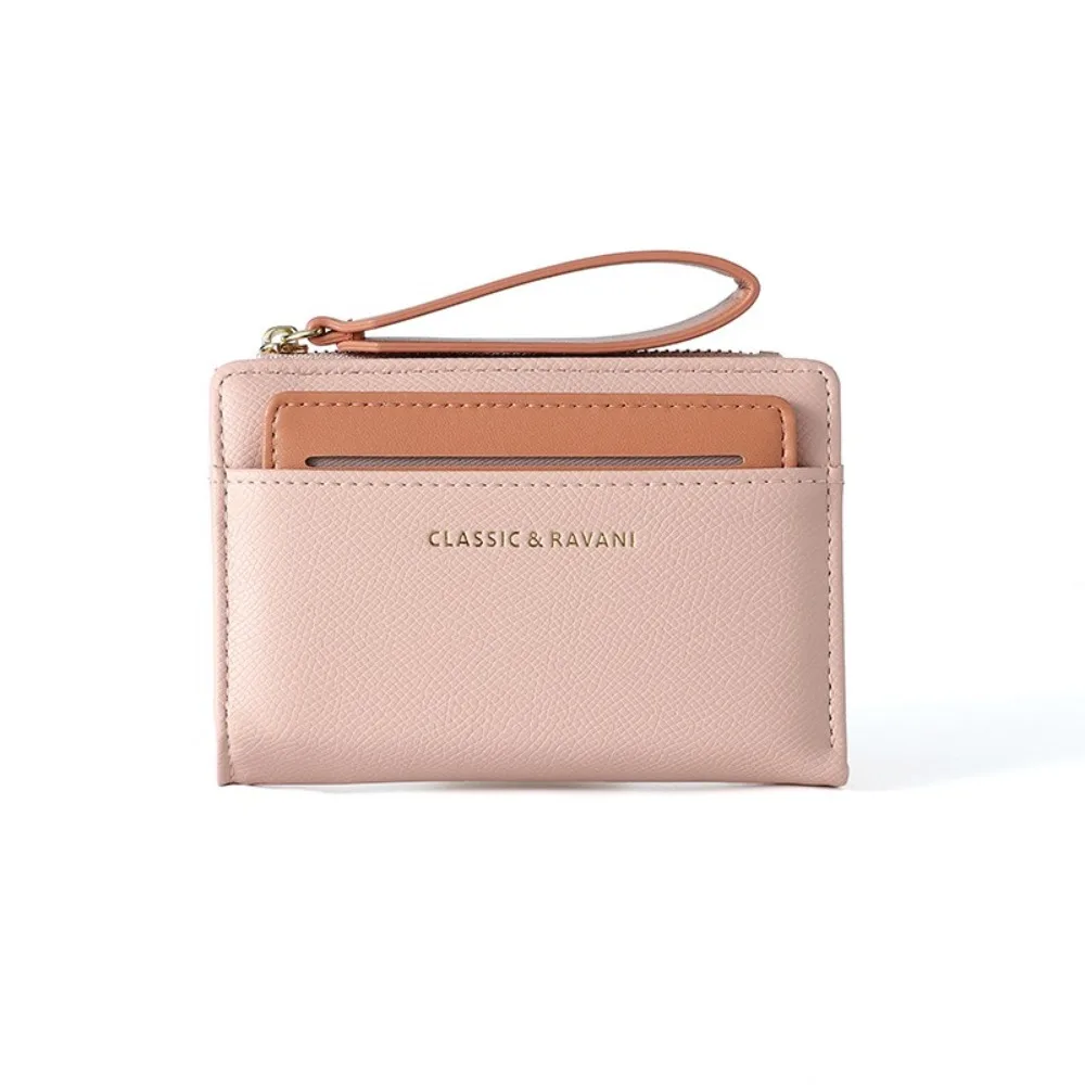 

New Portable Women's Wallet Multipurpose PU Leather Coin Purse Solid Color Lanyard Card Holder