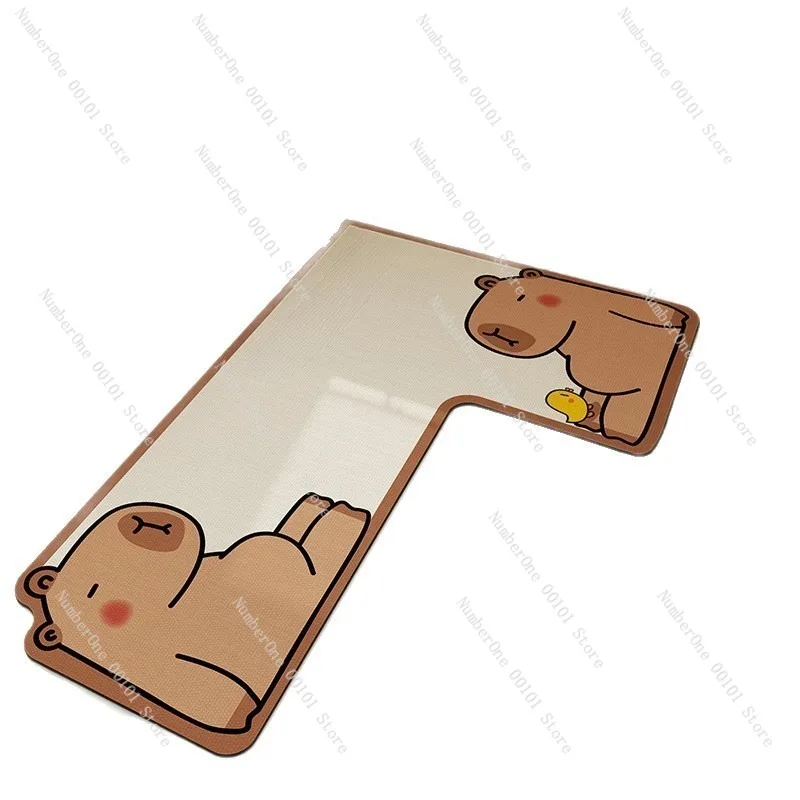 Kitchen Floor Mat Absorbent Anti Slip Oil Proof Carpet L Shape Diatom Mud Floor Mat Washable Kitchen Rug