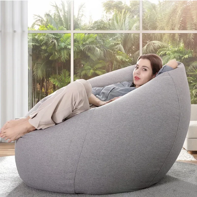 2021 New Large Small Lazy Sofas Cover Chairs without Filler Linen Seat Room Pouf Tatami Bean Bag Lounger Puff Living Couch Cloth