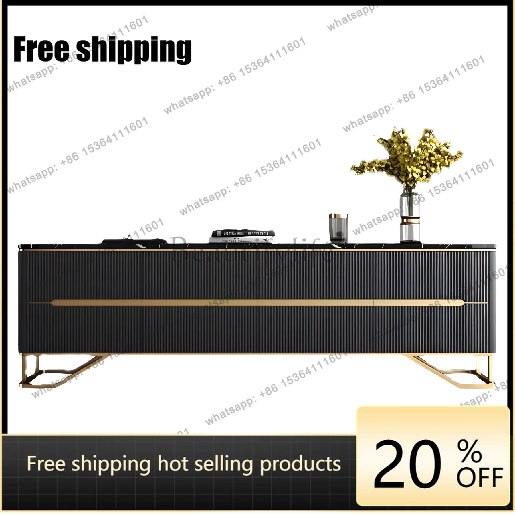 hot   Light luxury  TV cabinet Simple living room Home marble floor cabinet