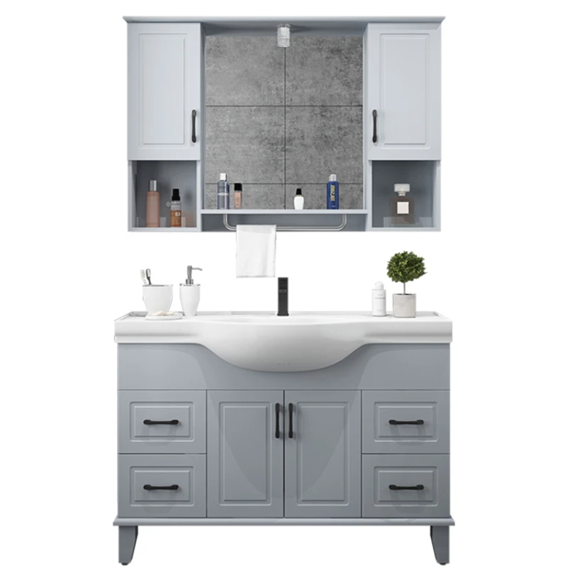 

Xk Bathroom Cabinet Combination Small Apartment Washbasin Combination Floor Integrated Ceramic Basin