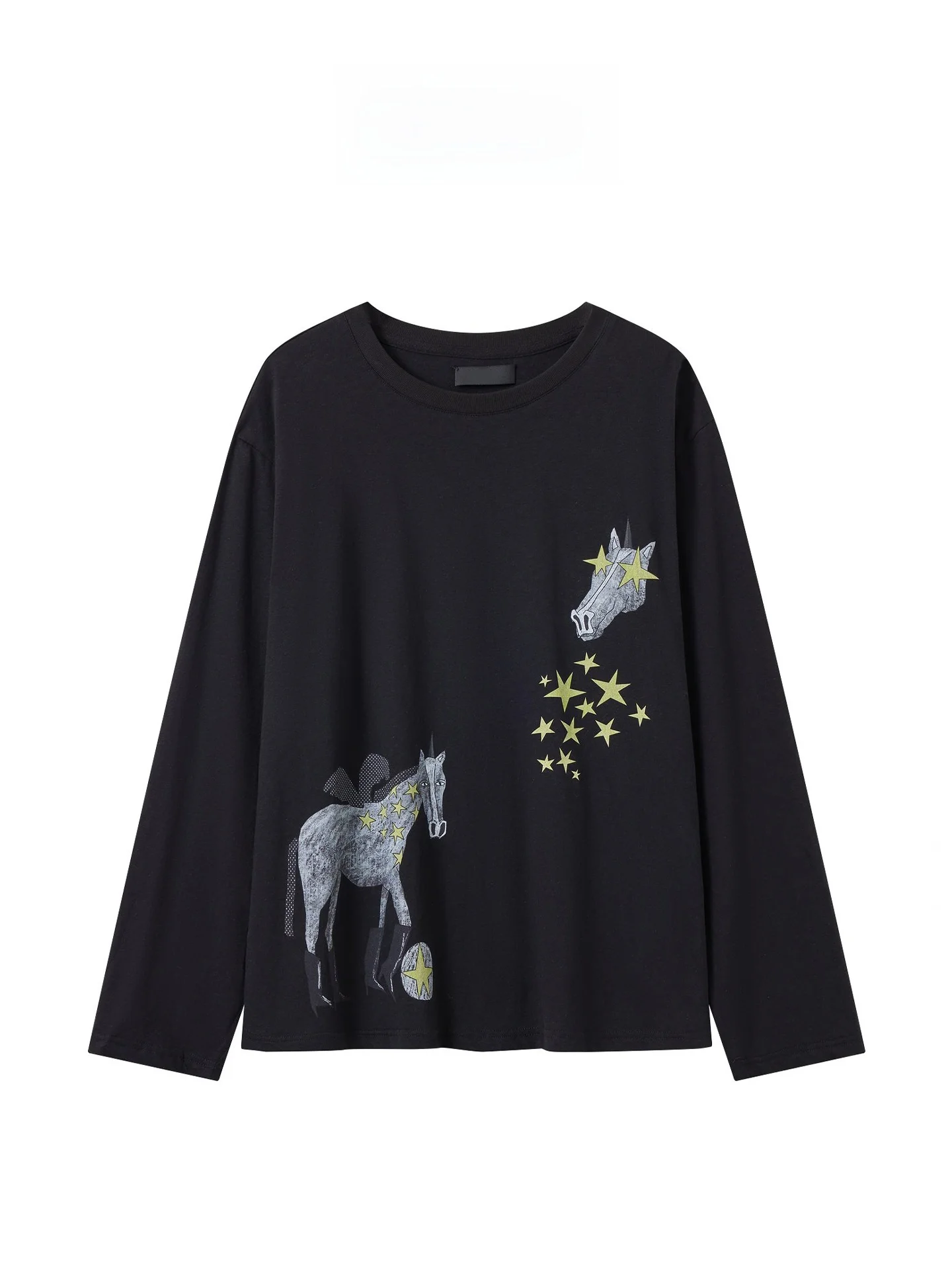 

Повседневная свободная футболка Long Sve round Ne, женский хлопковый топ с принтом Moisture ng, весна 2026, новый мультяшный дизайн