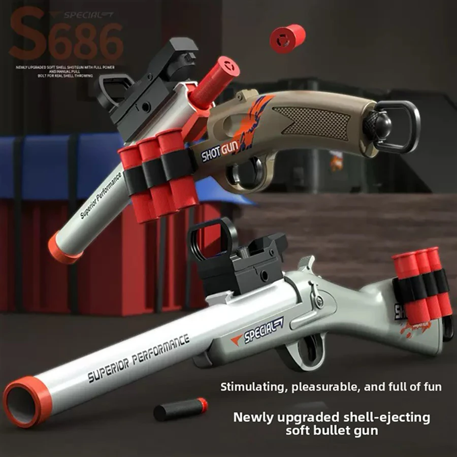 

1set -Mini S686 Throwing Shell Toy Gun Soft Bullet Airsoft Launcher Outdoor Sports CS Game Pistola Shooter Fun Toy for Boys Gift