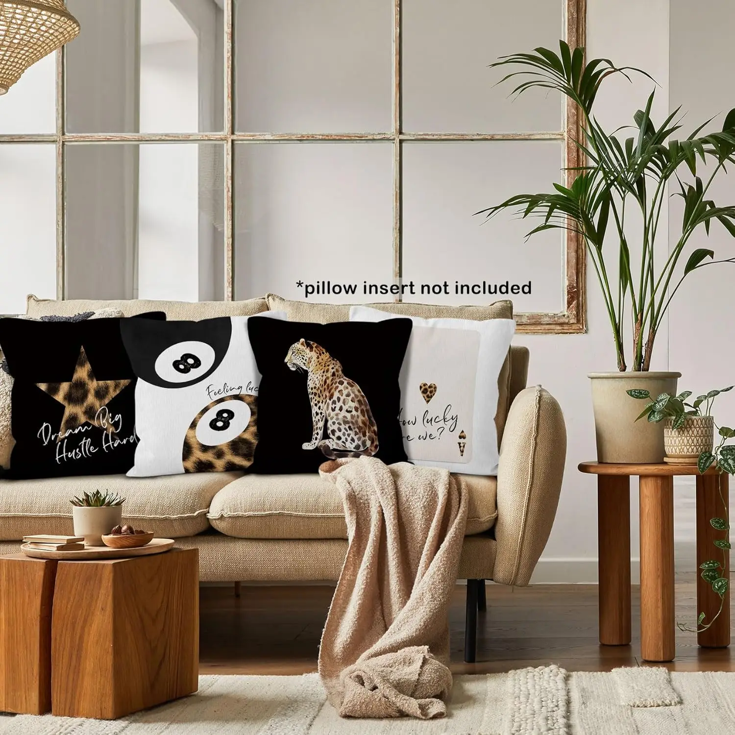 4Pcs Trendy Leopard Throw Pillow Covers with 