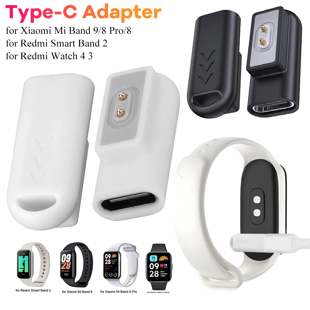 Adaptador de cargador para reloj inteligente Xiaomi Mi Band 9/8 Pro/8, conector USB C, adaptador de carga magnética de 90 ° para Redmi Smart Band 2