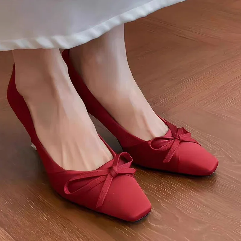 

Bow High Heels Women's Shoes Elegant Heeled Woman Shoes 2025 Autumn Luxury Party Sandals New Pumps Dress Mujer De Zapatillas