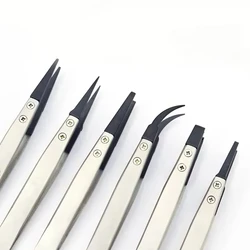 6PC Watch Hands Installation Work Tweezers Straight Elbow Handle Stainless Antistatic Plastic ESD-259A ESD-7A Watch repair tool