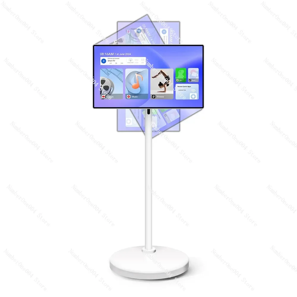 

24-дюймовый Smart TV на колесах Android, 8-ядерный процессор, пульт дистанционного управления, монитор с сенсорным экраном и аккумулятором, 13-мегапиксельная камера, портативный телевизор