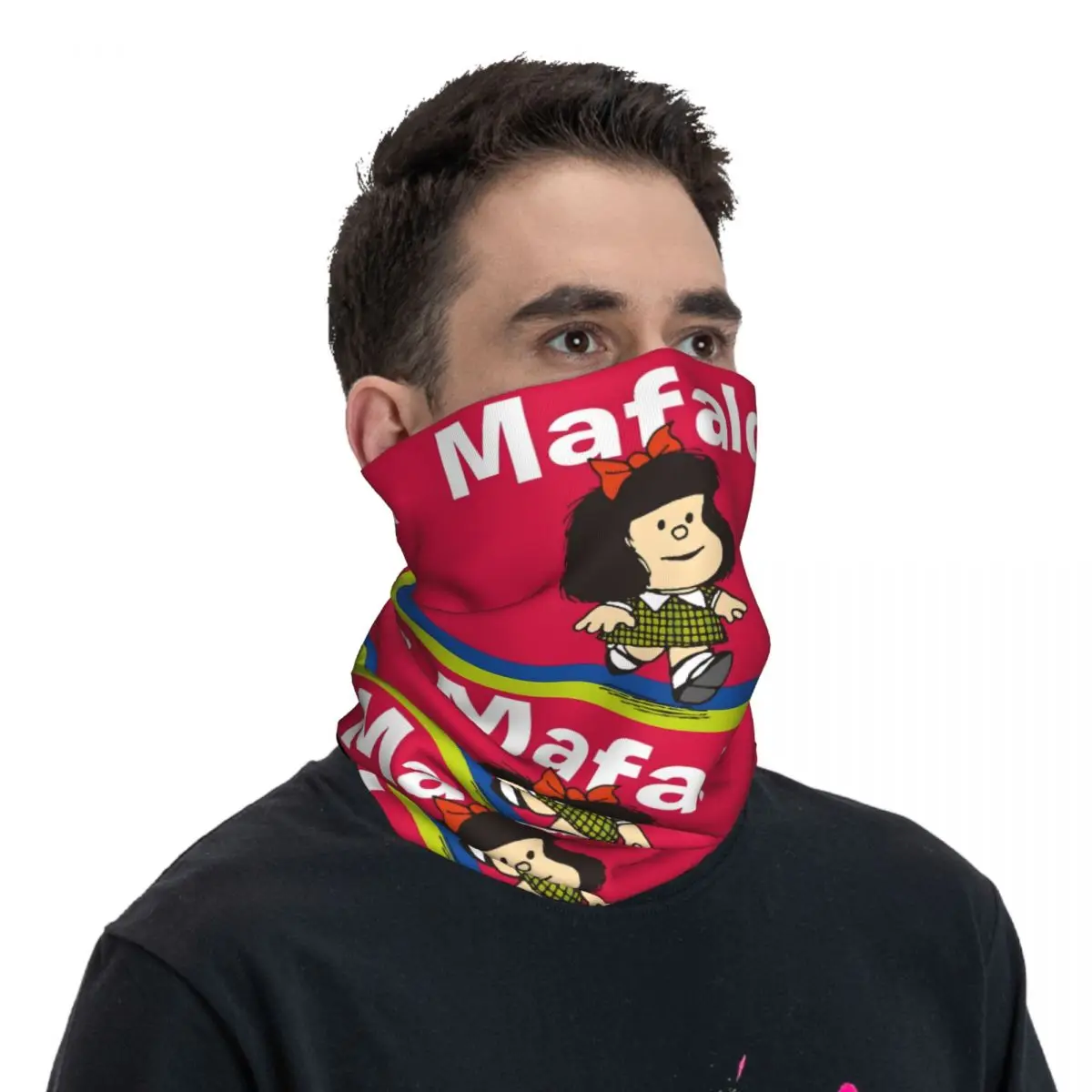 Mafalda-Amigos Personagens de Quadrinhos 2, Headband, Aquecedor de Pescoço para Homens, Ski Running Tube Scarf, Enfermeira Médica Bandana, Face Gaiter, Bonito