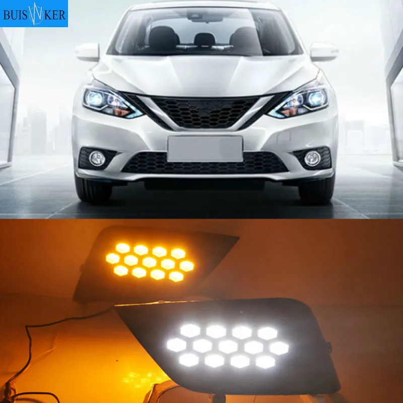 

2Pcs LED Daytime Running Light For Nissan Sentra sylphy 2016-2019 Waterproof 12V DRL Fog Lamp Decoration Car accessories