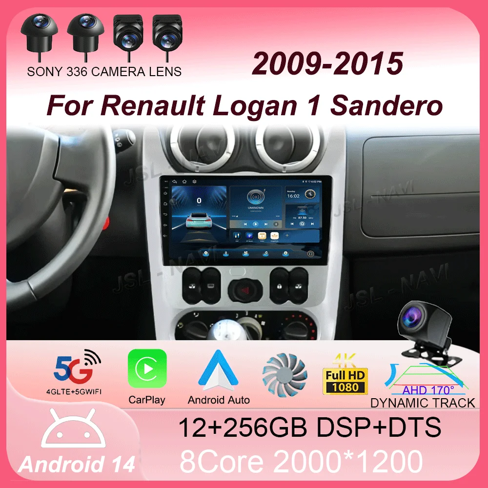 Android 15 For Renault Logan 1 Sandero 2009-2015 For Dacia Duster 2010- 2017 Car Radio Navigation Multimedia Video Player Stereo