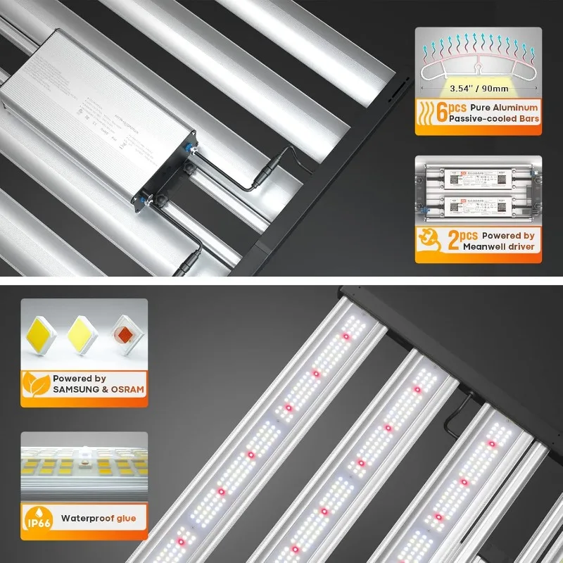 HPF4000 LED Grow Lights 4x4 ft Flower Coverage with LM301B Diodes&MeanWell Driver,Dimmable Daisy Chain Commercial Grow Light Bar