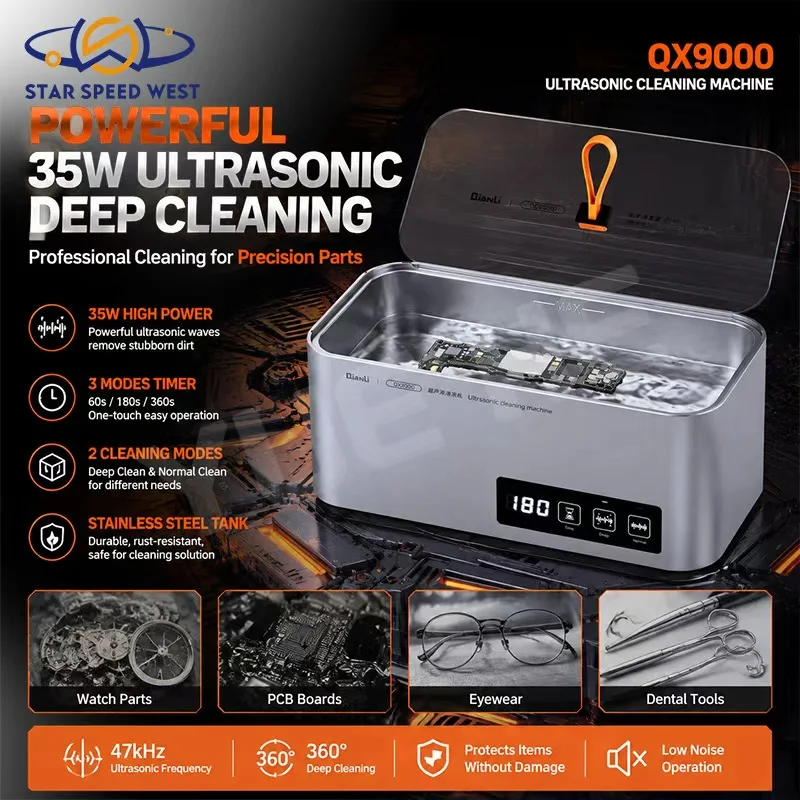 qianli-qx9000-ultrasonic-cleaner-35w-47khz-metal-glass-body-for-phone-pcb-glasses-jewelry-circuit-board-cleaning-repair-tools
