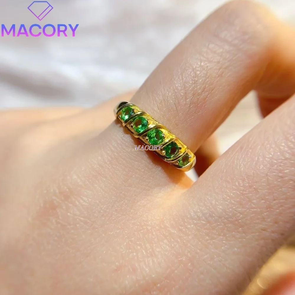 Natural Tsavorite Ring S925 Sterling Silver Simple and Delicate Design Fashionable Trendy Suitable for Daily Wear and Commuting