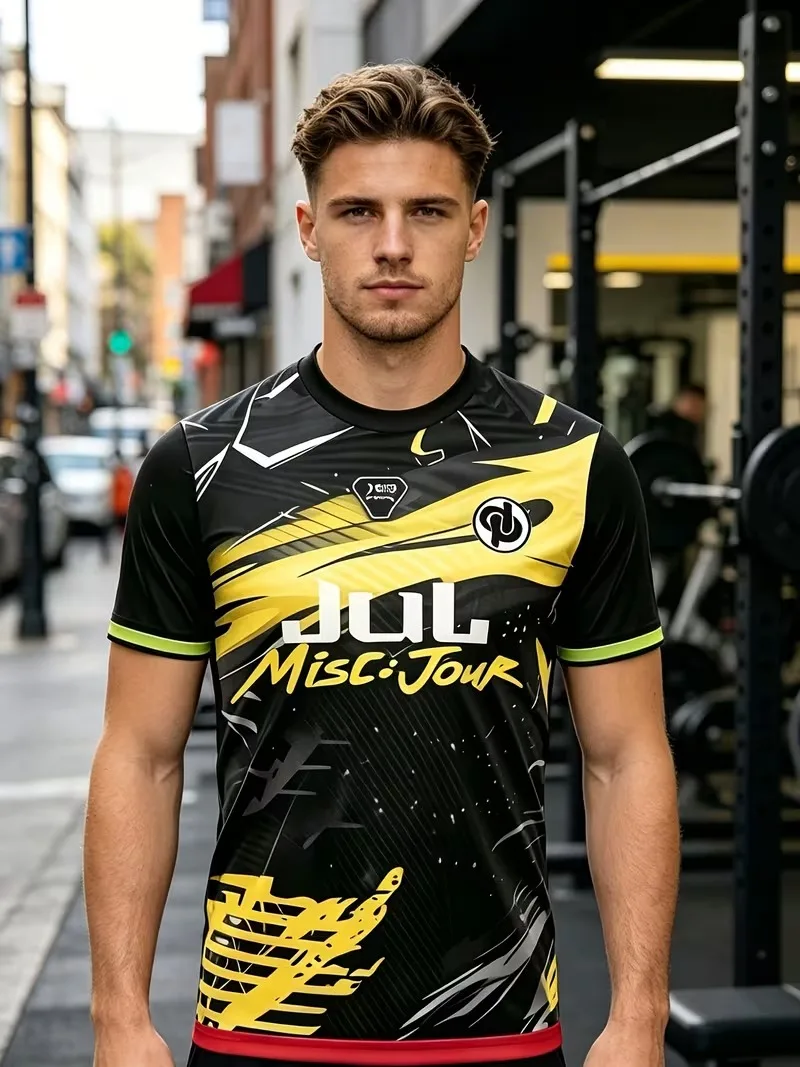 New Custom Name Number Men's T-shirt Black Splash Ink Graffiti Football Shirt Fashion Round Neck Short Sleeve Men's Sportswear