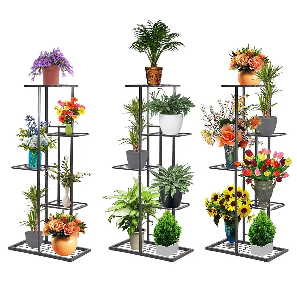 Plant Stand Metal Multiple Flower Pot Holder Shelf Indoor Outdoor Planter Display Shelving Unit for Patio Garden Living Room