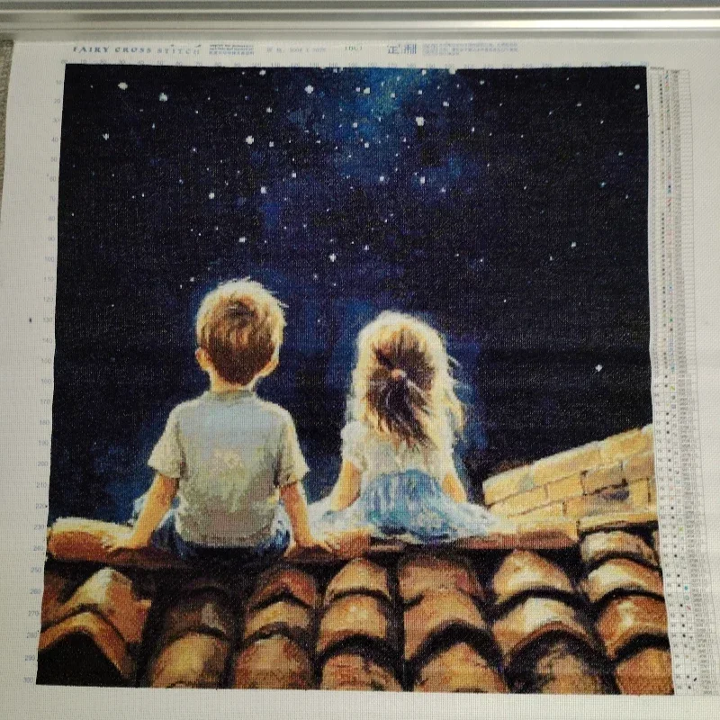 [ZZ6521-Under the Stars] Stamped Cross Stitch Kit 14CT 16CT Pre Printed Canvas Cotton Threads DIY Embroidery for Home Wall Decor
