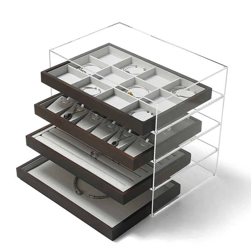 Transparent Dustproof Jewelry Storage Box Display Stand for Figures, Figurines, and Accessories with Eyewear Display Cabinet