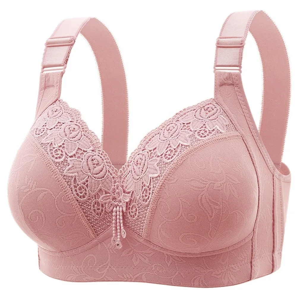 Plus Large Size Elderly Mothers Lace Bra Gathering Anti Sagging Shockproof Lace Women's Underwear Non Steel Ring Lingerie