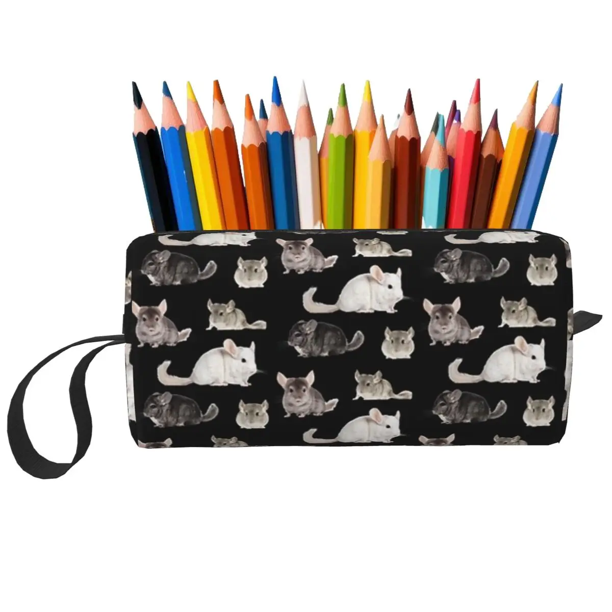 

Chinchilla Sticker Pack Pencil Case for Kids School Pen Box Pencil Bag Stationery Supplies Women Cosmetic Bag Organizer Pouch