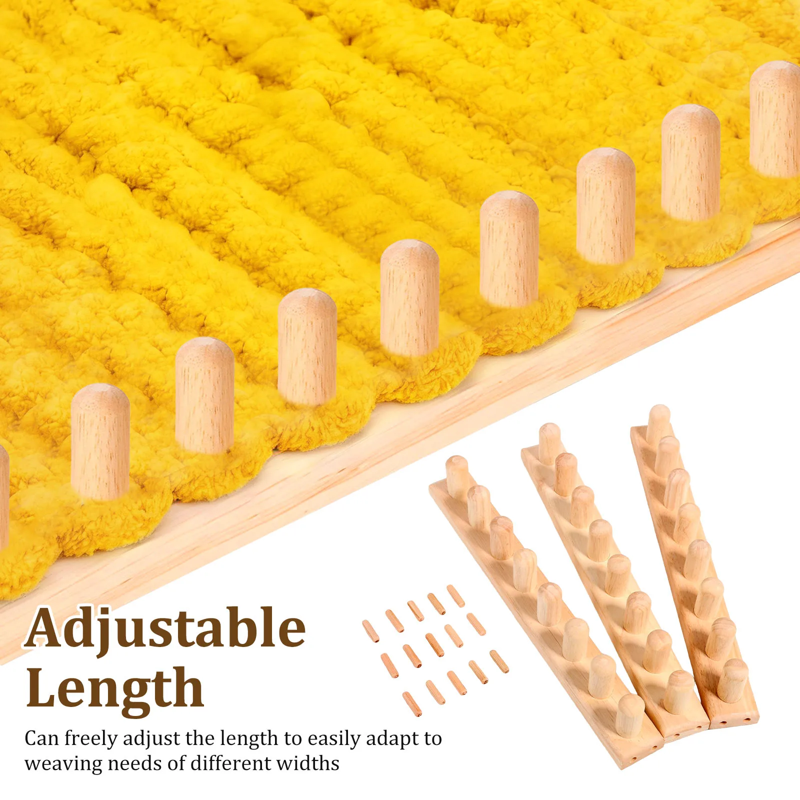 2/3 Sections Chunky Knitting Machine Wood Chunky Weaving Frame Adjustable Chunky Knitting Blanket Machine DIY Hand Knitting Tool view 4